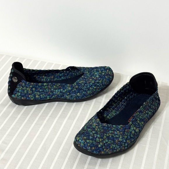 Bernie Mev Catwalk Woven Ballet Flats US 6-6.5 EU37 Blue Multi Stretch Slip On - Picture 1 of 16